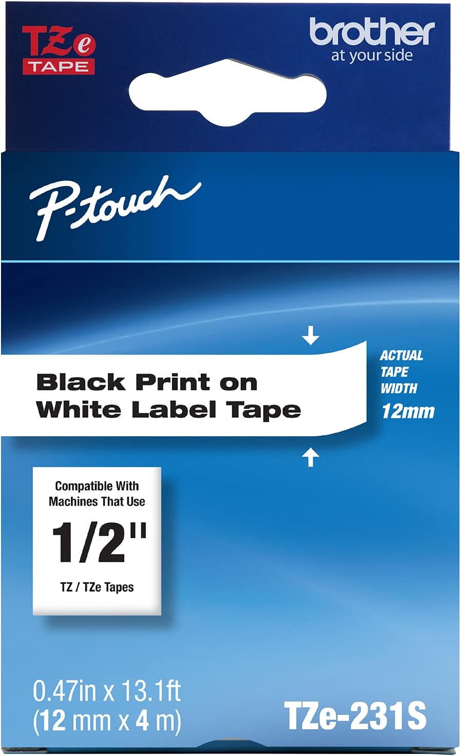 New, Pre-owned, Brother P-Touch TZe-231S Economy Label Tape, Standard Laminated P-Touch Tape, Black on White