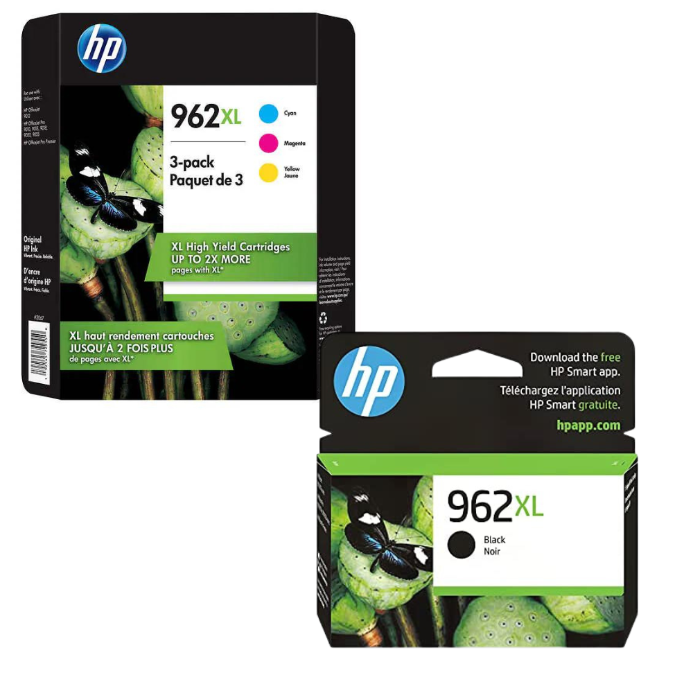 New, Pre-Owned - HP 962XL Black, Cyan, Magenta, Yellow Ink Cartridge-4 Pack