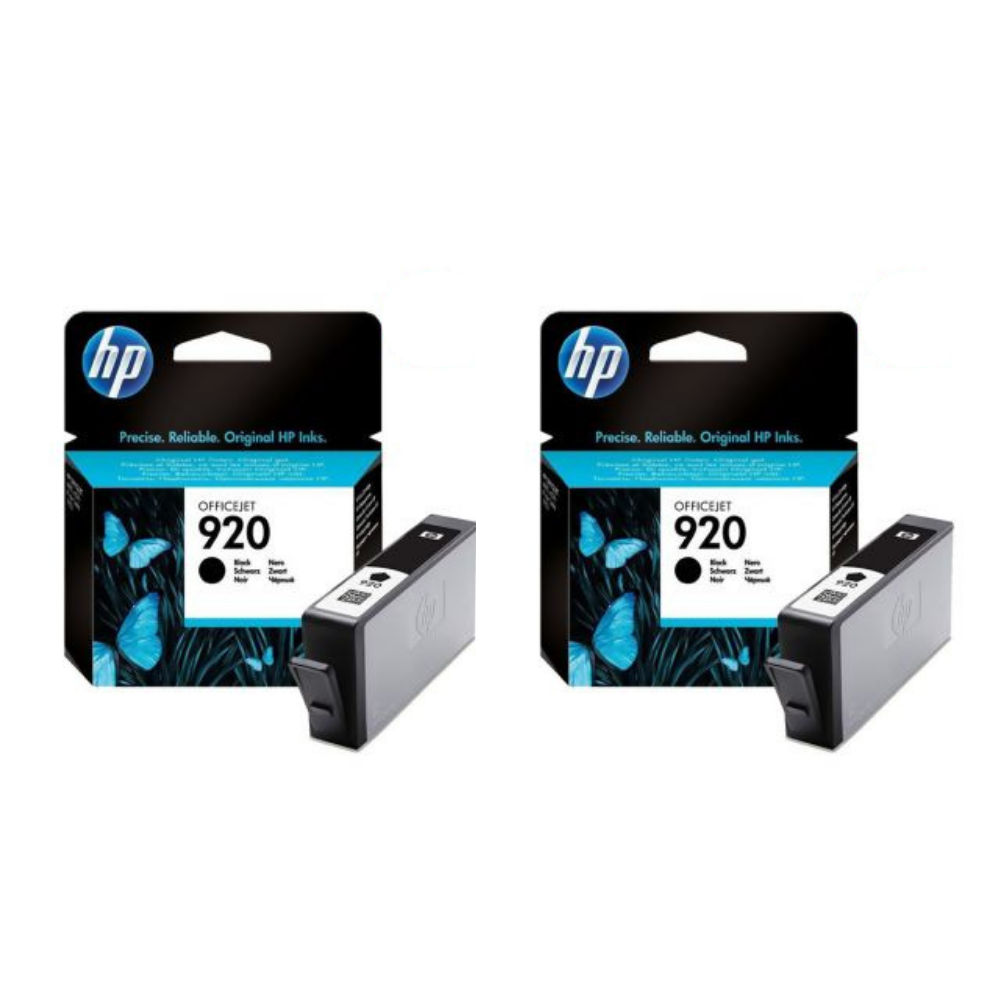New, Pre-Owned - HP New, Pre-Owned - 920 (CD971AN) Black Ink Cartridges- Twin Pack