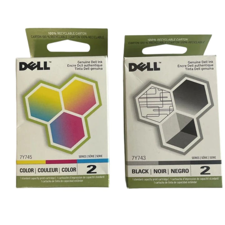 New, Pre-Owned - Dell Series 2 7Y743 Black and Color Ink Cartridges