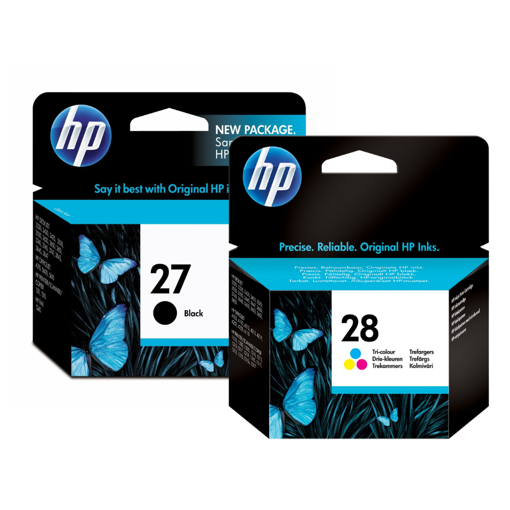 New, Pre-Owned - HP 27 Black & New, Pre-Owned - HP 28 Color Ink Cartridges