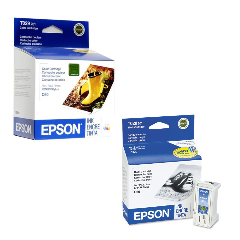 New, Pre-Owned - Epson T028 Black T029 Color Ink Cartridges