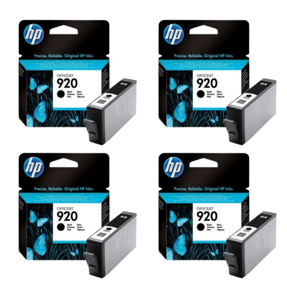 New, Pre-Owned - HP 920 (CD971AN) Black Ink Cartridges 4 Pack