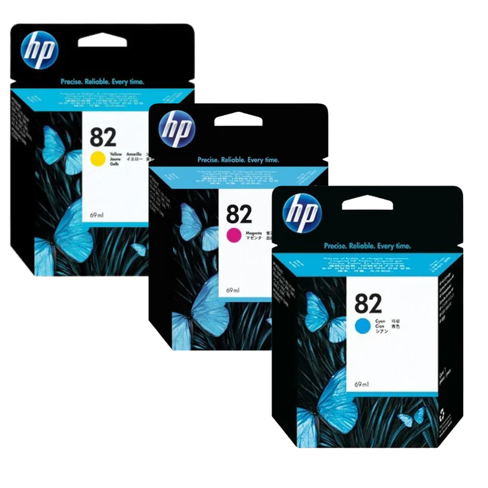 New, Pre-Owned - HP 82 69-ml Magenta, Cyan, Yellow Ink Cartridge, 3 Pack
