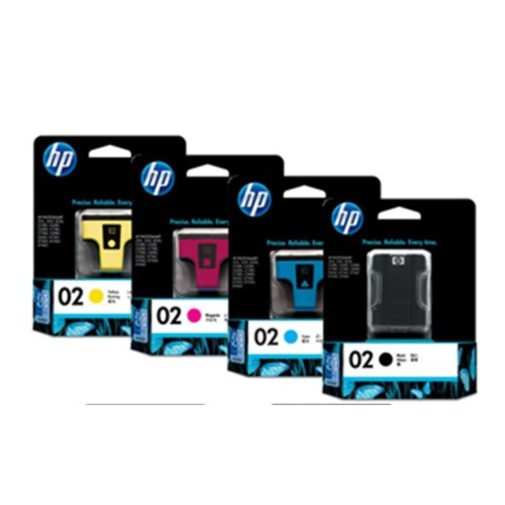 New, Pre-Owned - HP 02 Black and Color Ink Cartridges-4 Pack