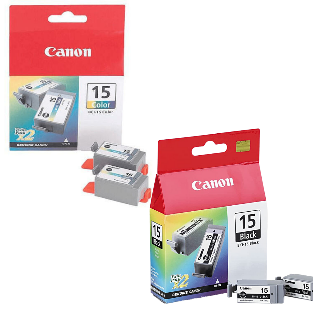 New, Pre-Owned - Canon BCI-15 Black and Color Ink Cartridge-4 Pack