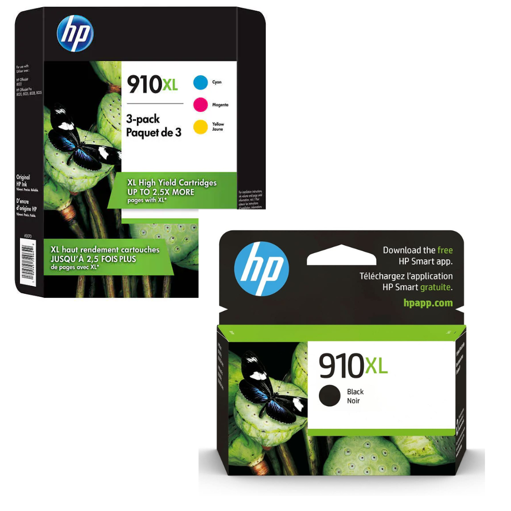 New, Pre-Owned - HP 910XL Black, Cyan, Magenta, Yellow Ink Cartridges-4 Pack