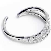 16G 3/8 Solid 14K White Gold Clear CZ Gem Hinged Segment Ring