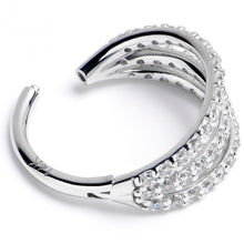 16G 3/8 Solid 14K White Gold Clear CZ Gem Row Hinged Segment Ring