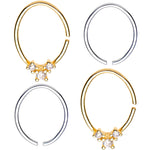 20G 3/8 Clear Gem Multi Circular Seamless Ring Set