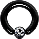 6G 1/2 Clear Gem 6mm Disc Black BCR Captive Ring
