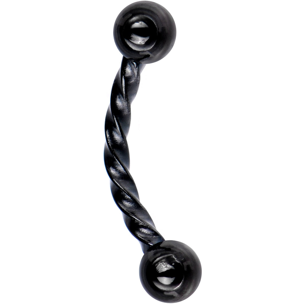 16G 5/16 Black IP Seriously Twisted Curved Eyebrow Ring