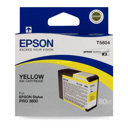 New, Pre-Owned - Epson T5804 Yellow 80ml Ink Cartridge