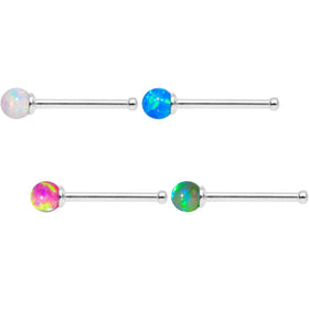 Multi Color 2.5mm Synthetic Opal Ball Nose Bone 4 Pack Set