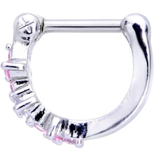 16G 1/4 Clear Pink Gem Hinged Cartilage Clicker