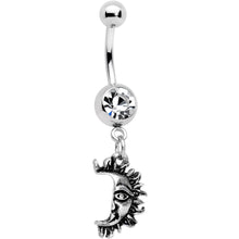 Clear Gem Sun Smile Puzzle Best Friend Dangle Belly Ring Set of 2