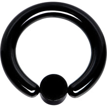 8G 1/2 White Faux Opal 5mm Disc Black IP BCR Captive Ring