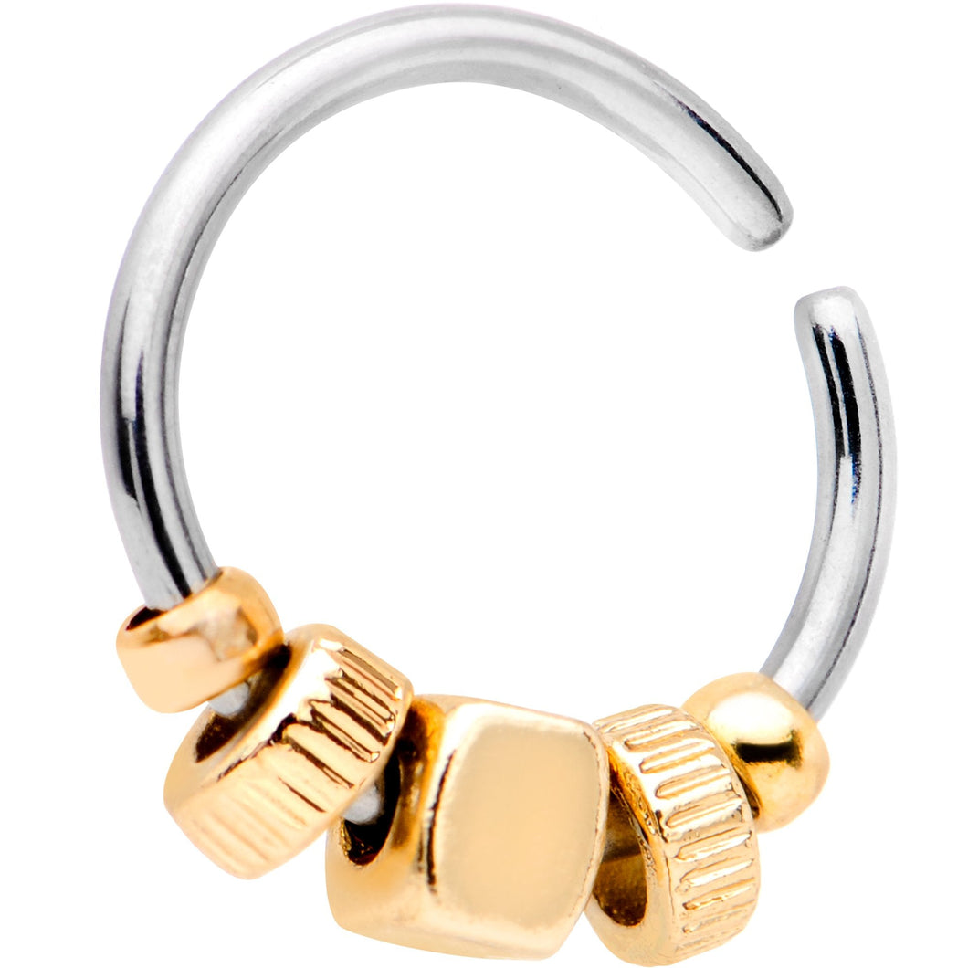 18G Gold Tone Square Bead Annealed Seamless Circular Ring
