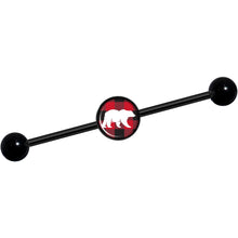 14G Red Black Plaid Polar Bear Black Industrial Barbell 37mm