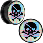 Pink Green Plaid Heart Skull Black Anodized Screw Fit Plug Set 20mm
