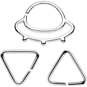 16G 5/16 Outer Space UFO Septum Ring Pack Set of 3