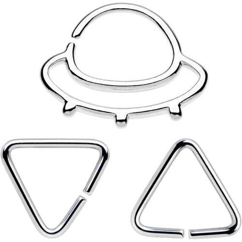 16G 5/16 Outer Space UFO Septum Ring Pack Set of 3