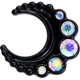 Auora Gem Encrusted Black Crescent Moon Stud Cartilage Earring