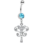 Blue Gem Chandelier Double Dangle Belly Ring