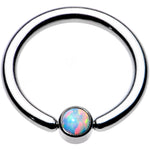 12G 1/2 White Faux Opal 4mm Disc BCR Captive Ring