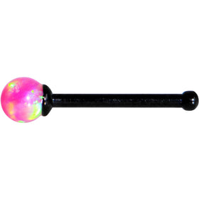 Pink 2.5mm Synthetic Opal Ball Black Anodized Nose Bone