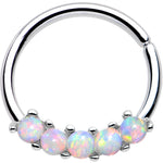 16G 3/8 White Synthetic Opal Annealed Seamless Circular Ring