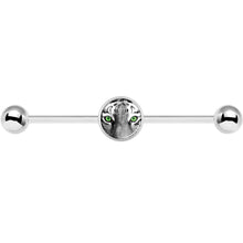 14G Black White Tiger Eyes Industrial Barbell 37mm