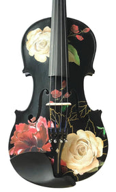 Rozanna's Rose Delight Black Violin Outfit | Pearl Fine Tuners & Brazilwood Bow