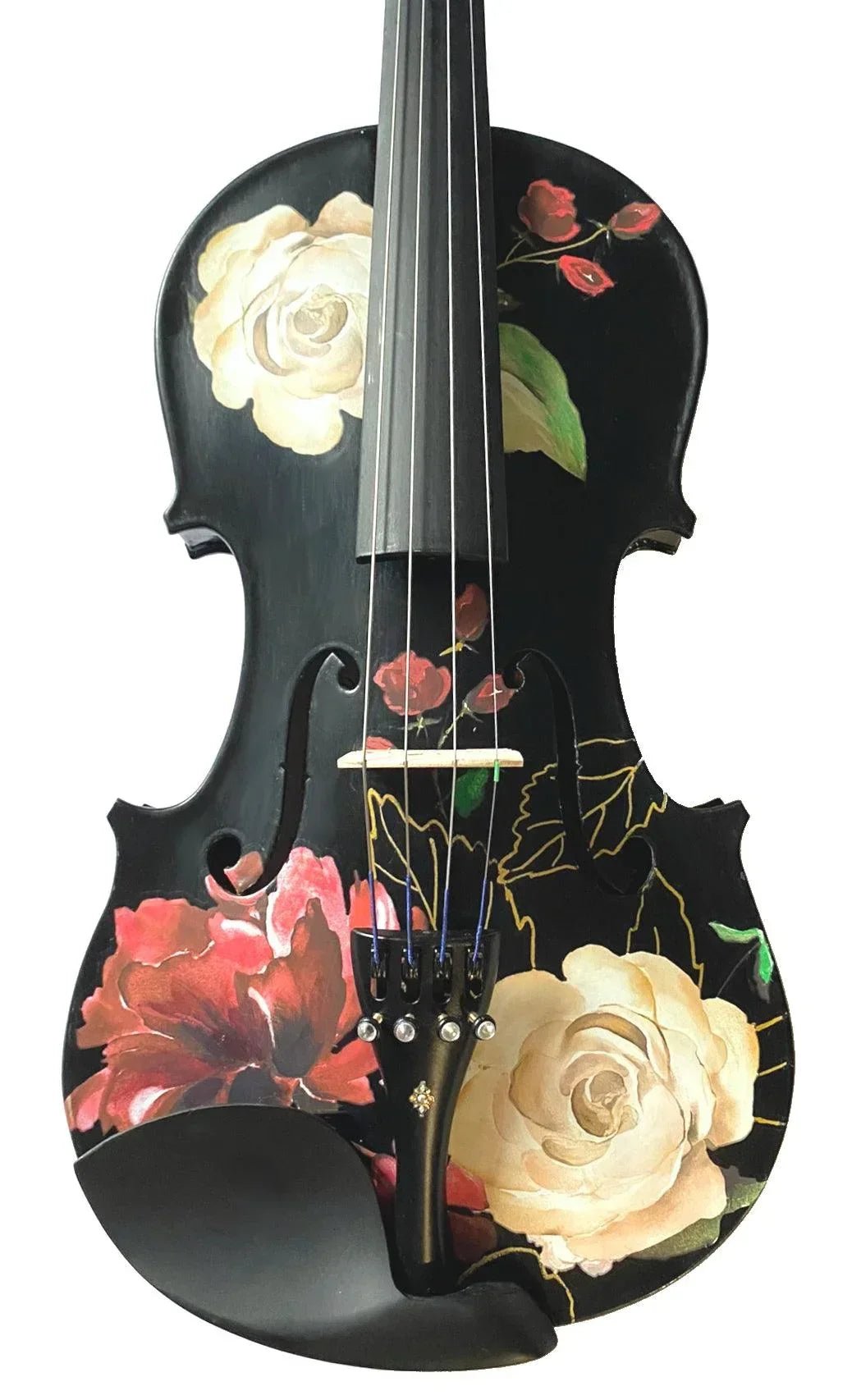 Rozanna's Rose Delight Black Violin Outfit | Pearl Fine Tuners & Brazilwood Bow