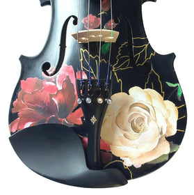 Rozanna's Rose Delight Black Violin Outfit | Pearl Fine Tuners & Brazilwood Bow