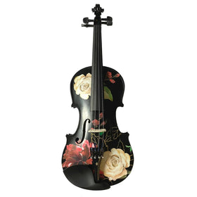 Rozanna's Rose Delight Black Violin Outfit | Pearl Fine Tuners & Brazilwood Bow
