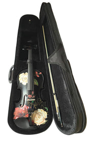 Rozanna's Rose Delight Black Violin Outfit | Pearl Fine Tuners & Brazilwood Bow