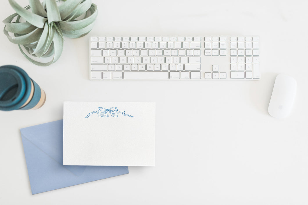 Blue Bow Thank You Notecards