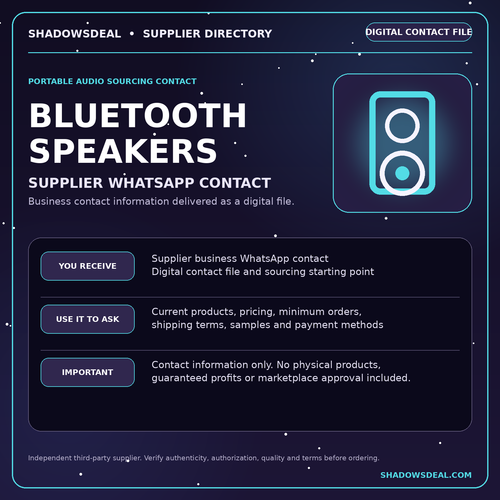Bluetooth speakers supplier WhatsApp contact digital file from ShadowsDeal