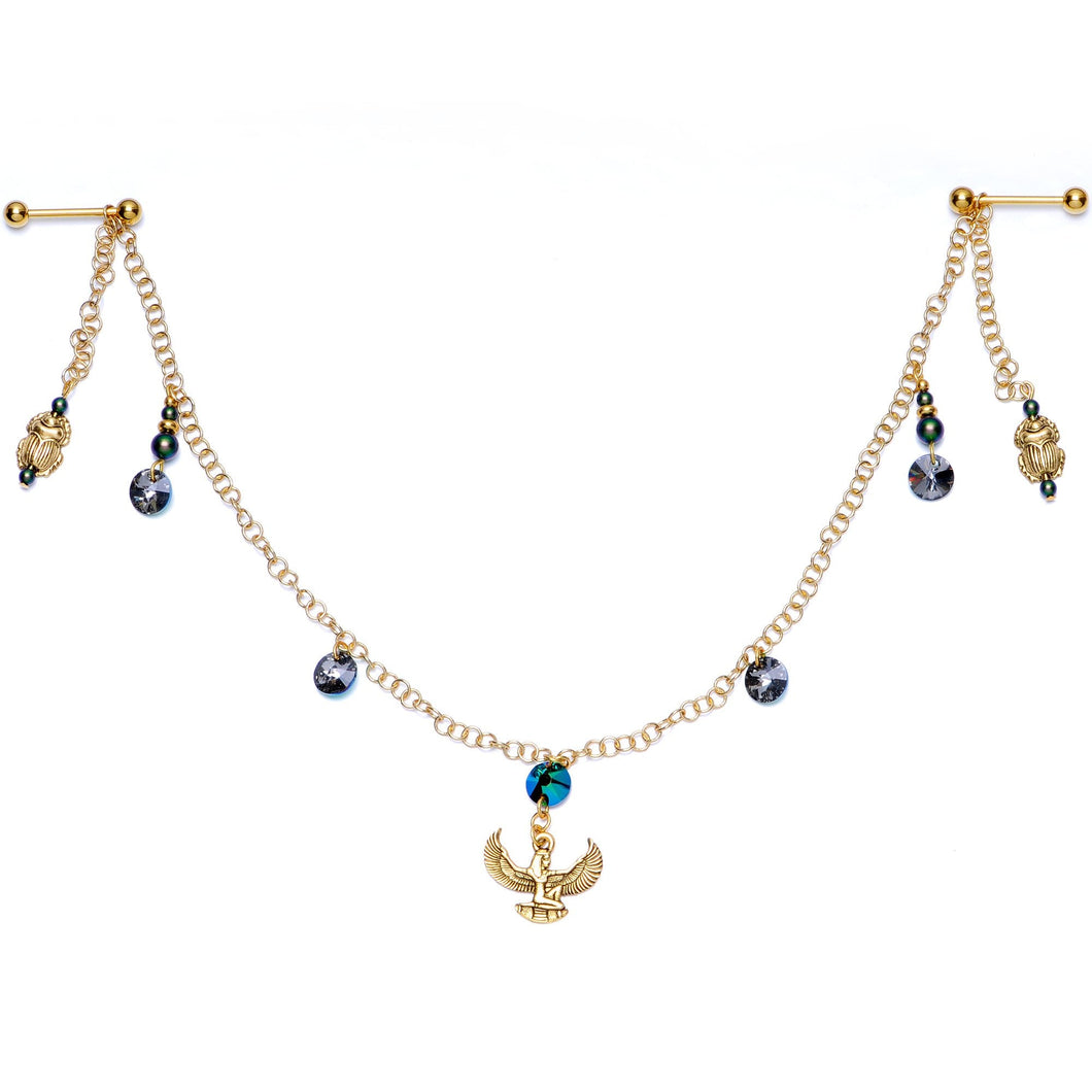 Egyptian Goddess Dangle Nipple Chain Created with Crystals