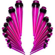 14 to 00G Fuchsia Acrylic Straight Taper Set 18 Piece Stretching Kit