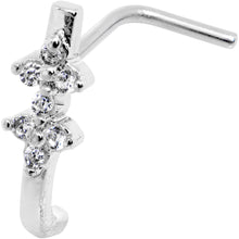 18G Clear CZ Bling Faux Hoop L Shaped Nose Ring