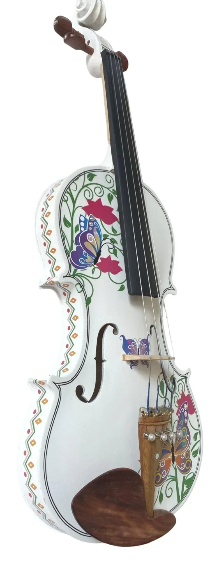 Butterfly Dream II White Violin Outfit | Ornate Greco Sides & Carbon Fiber Bow