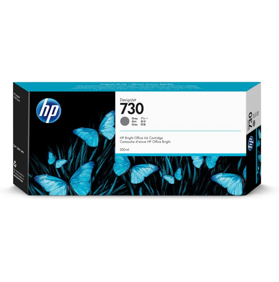 New, Pre-Owned - HP 730 300-ml (P2V72A) Gray Ink Cartridge