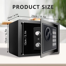 Fireproof Digital Home Safe with Keypad, Sensor Light & Money Bag-Silver