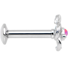 1/4 Pink Faux Opal Internally Threaded Hollow Flower Labret Monroe