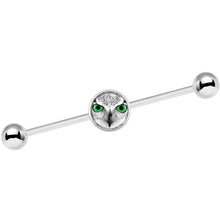 14G Black White Owl Industrial Barbell 37mm