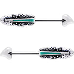 9/16 Faux Turquoise Southwest Heart Arrow Barbell Nipple Ring Set