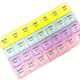 Colorful 28-Compartment Pill Organizer - Portable, Large Capacity Health Care Box