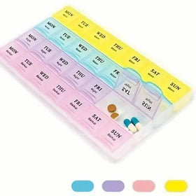 Colorful 28-Compartment Pill Organizer - Portable, Large Capacity Health Care Box